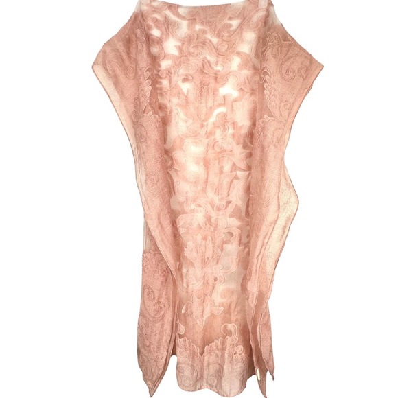 Wrap Scarf Floral Sheer Pastel Pink Shawl Evening Wedding Pretty Persuasions - Picture 4 of 8